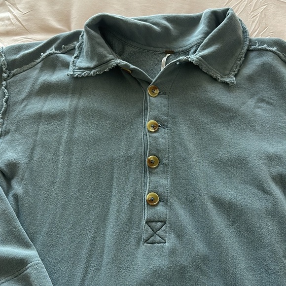 Free People Blue Quarter Button Pullover Tunic - Picture 2 of 5